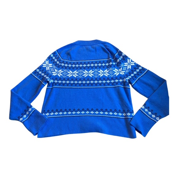 Fair Isle crewneck sweater in Supersoft yarn Bright Grotto Sz S - Picture 4 of 7